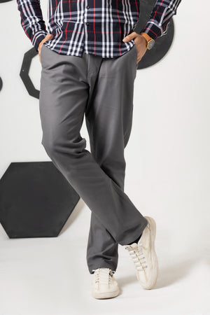 Steel Grey Cotton Pant straight Fit