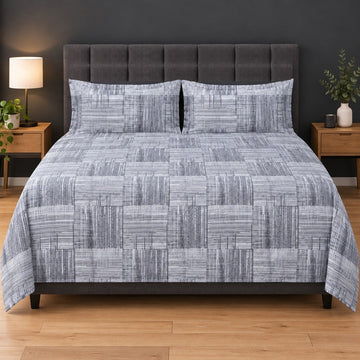 Grey Texture Print Bedsheet Set D3