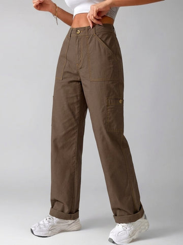 Women Paper Cotton Cargo Pants