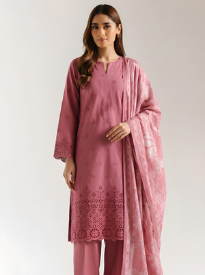 PC - 088 CHICKENKARI 3 PIECE LAWN UNSTITCEHD SUIT