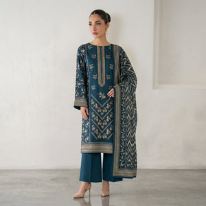 A0331 Unstitched Embroidered Dhanak Suit - 3 Pc