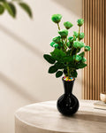 Premium Artificial Green Rose Flower Arrangement with Black Decorative Vase | ch009