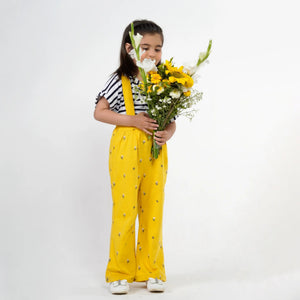 Girls Mustard Embroidered Pant
