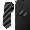 Black Label Diagonal Tie with Pocket Square Set