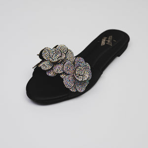 Floral Flats - black