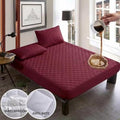 Maroon Soft Cotton Quilted 100% Waterproof Fitted Mattress Protector – Comfortable & Durable