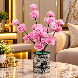 Artificial Purple & Pink Rose Plant with Decorative Pot CH 00237