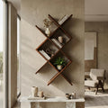 Modern Zigzag Wooden Display Shelf | Geometric Decorative Book Rack | WS 0108
