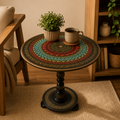 Hand-Painted Black & Gold Naqashi Wooden Coffee Side Table | Luxury Home Décor