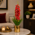 Luxury Artificial Red Gladiolus Flower Arrangement with Decorative Marble Planter | ch 0072