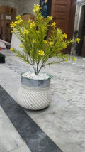 Artificial Yellow Flower Plant with Green Leaves in Decorative White Pot CH 00305