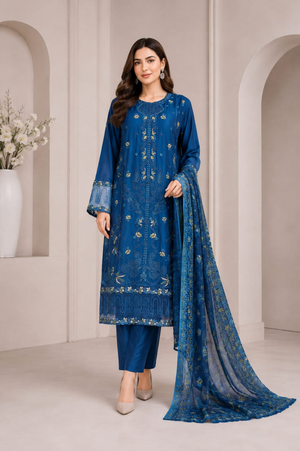 PC - 215 | 3-Piece Stitched Embroidered Soft Lawn Suit
