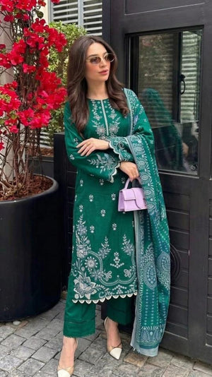 3 Piece Unstitched Embroidered Viscose Suit