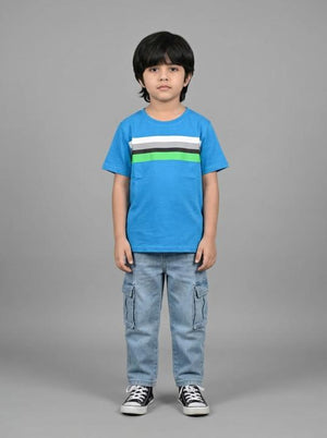 Boys Striped T-Shirt (Chest Stripe) - Blue