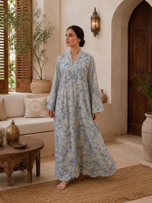Sky Breeze Floral Lawn Abaya
