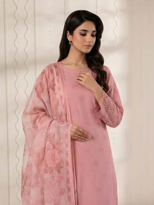 PC - 085 CHICKENKARI 3 PIECE LAWN UNSTITCEHD SUIT