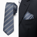 Slate Prestige Tie with Pocket Square Set