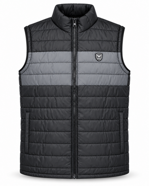 Eternity Men Premium Sleeveless Chest Panel Puffer Black & Charcoal