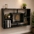 Modern Black Marble Wooden Wall Shelf | Geometric Floating Display Shelf WS 0111