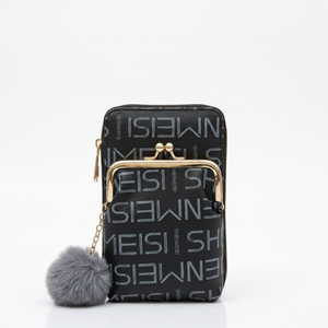 Letter Print Clutch Black
