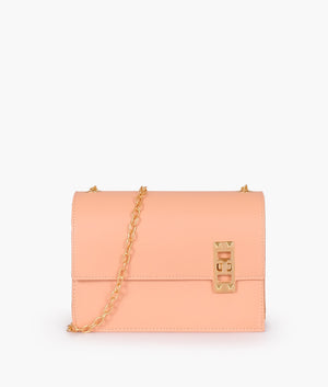 Peach Chain Shoulder Bag With Twist Lock