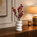 Luxury Artificial Pink Cherry Blossom Arrangement with Modern White Ceramic Vase CH 0076B