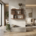 Modern Geometric Wooden Floating Wall Shelf – Rustic Display Shelf for Living Room, WS 0103