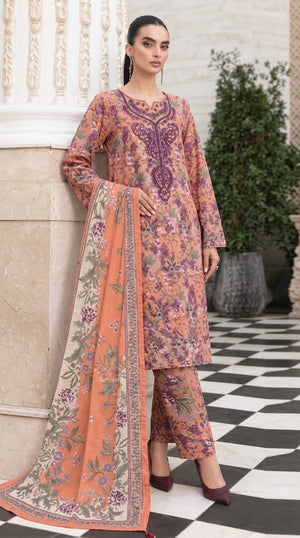 A049 Unstitched Embroidered Khadder Suit - 3 Pc