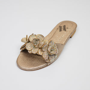 Floral Flats - Dull Gold