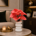Luxury Artificial Red Calla Lily Flower Arrangement with Modern White Ceramic Vase | ch oo75
