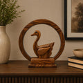 Handcrafted Sheesham Wood LED Lamp – Decorative Animal Night Light for Home & Office – Swan