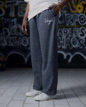 BAGGY WIDE LEG TROUSERS CHARCOAL GREY