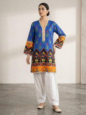 2Pc Stitched Print Suit - Royal Blue