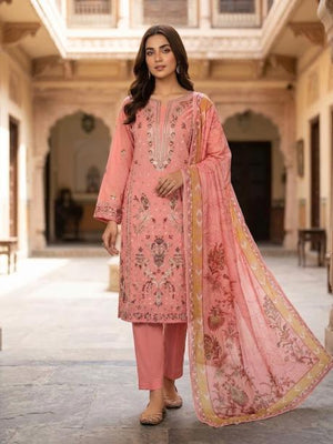 3Pc (G2) Stitched Embroidered Suit - pink