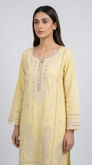 3 Pc Embroidered Lawn Cotton Stitched Suit OFF-WHITE 07