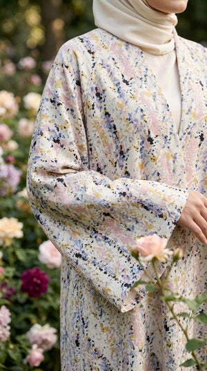 abstract floral-printed abaya