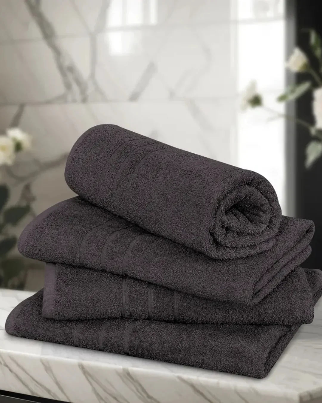 Elovery 10 Pieces Charcoal Towel Set – Modern Soft Luxury Bathroom Collection