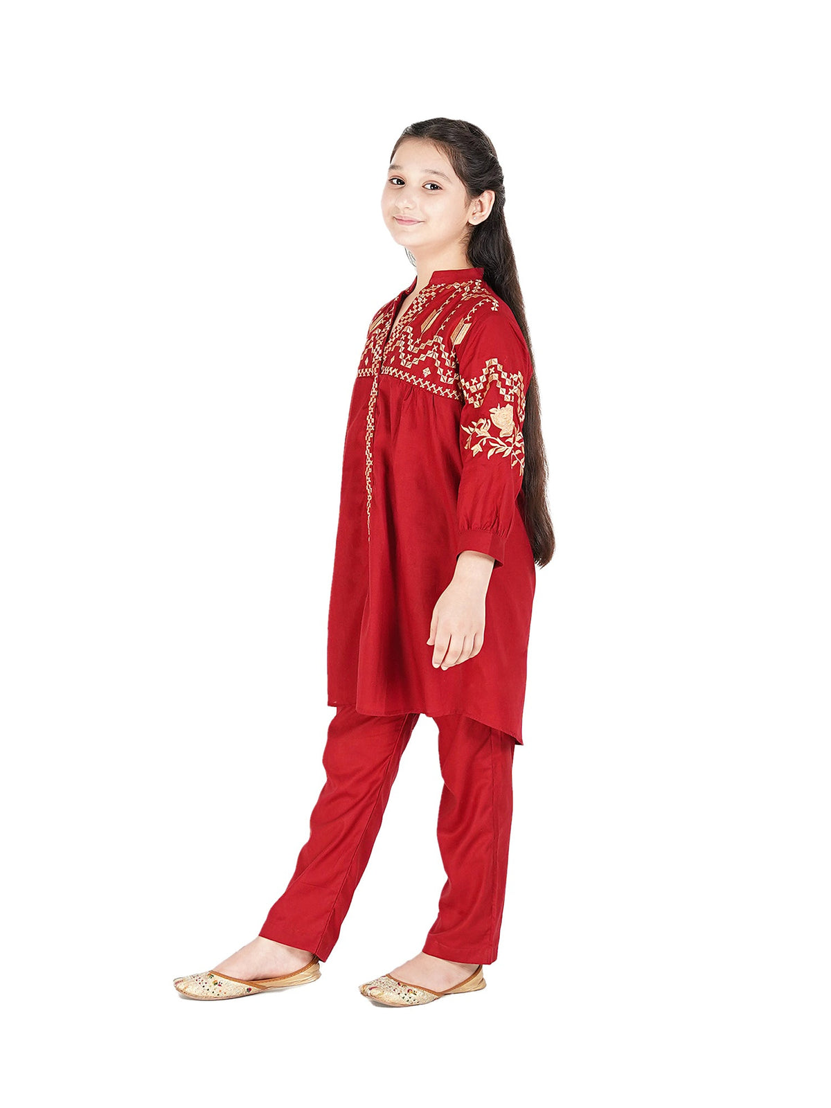 Girls Summer 2Pcs Embroidered Suit VG77-D