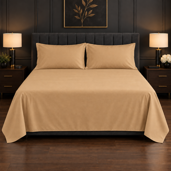 Premium Plain Bedsheet Set - Camel