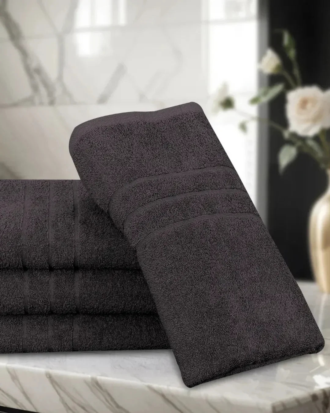 Elovery 10 Pieces Charcoal Towel Set – Modern Soft Luxury Bathroom Collection
