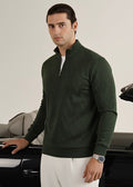 THE COZY KNIT ZIP MOCK-NECK-OLIVE