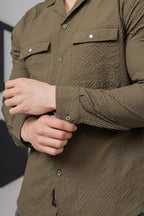 Green Casual Bubble Shirt