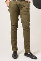 Olive Green Cotton Pant Smart Fit