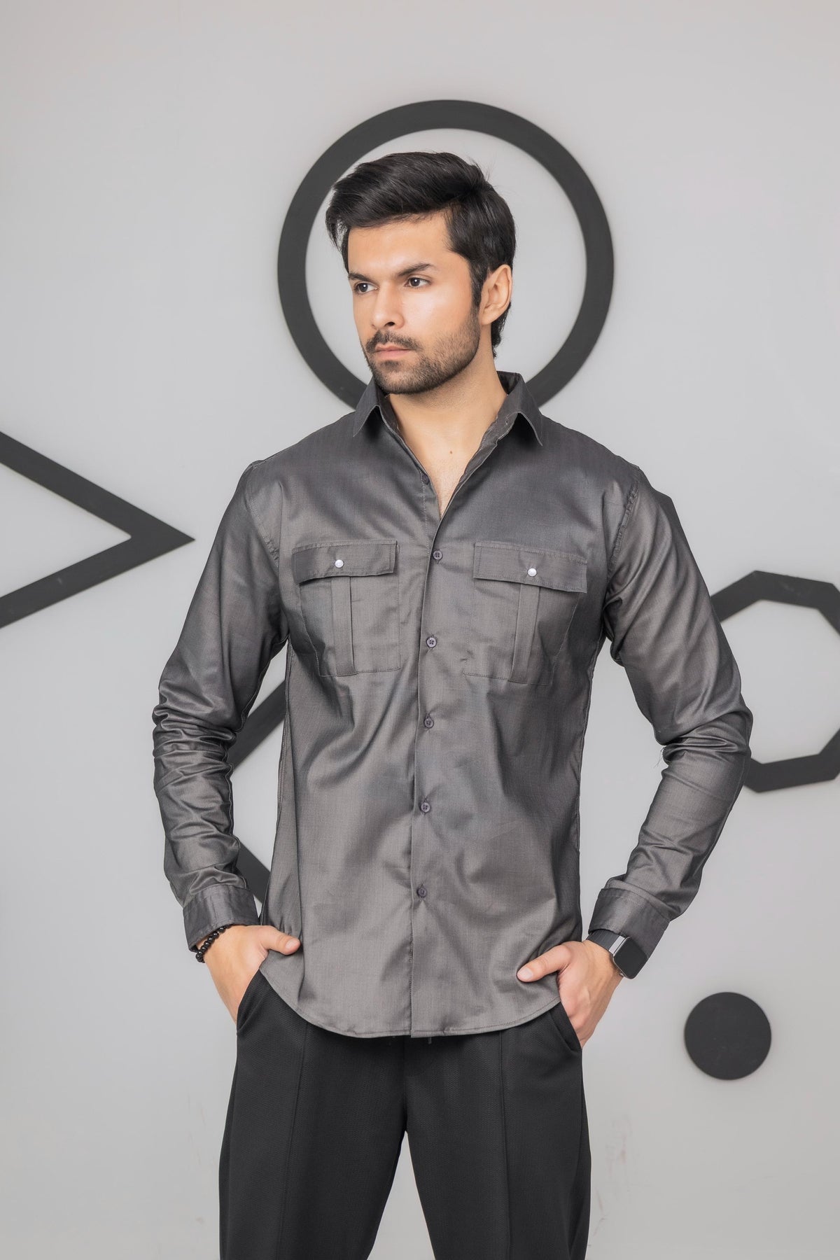 charcoal Grey Casual Shirt