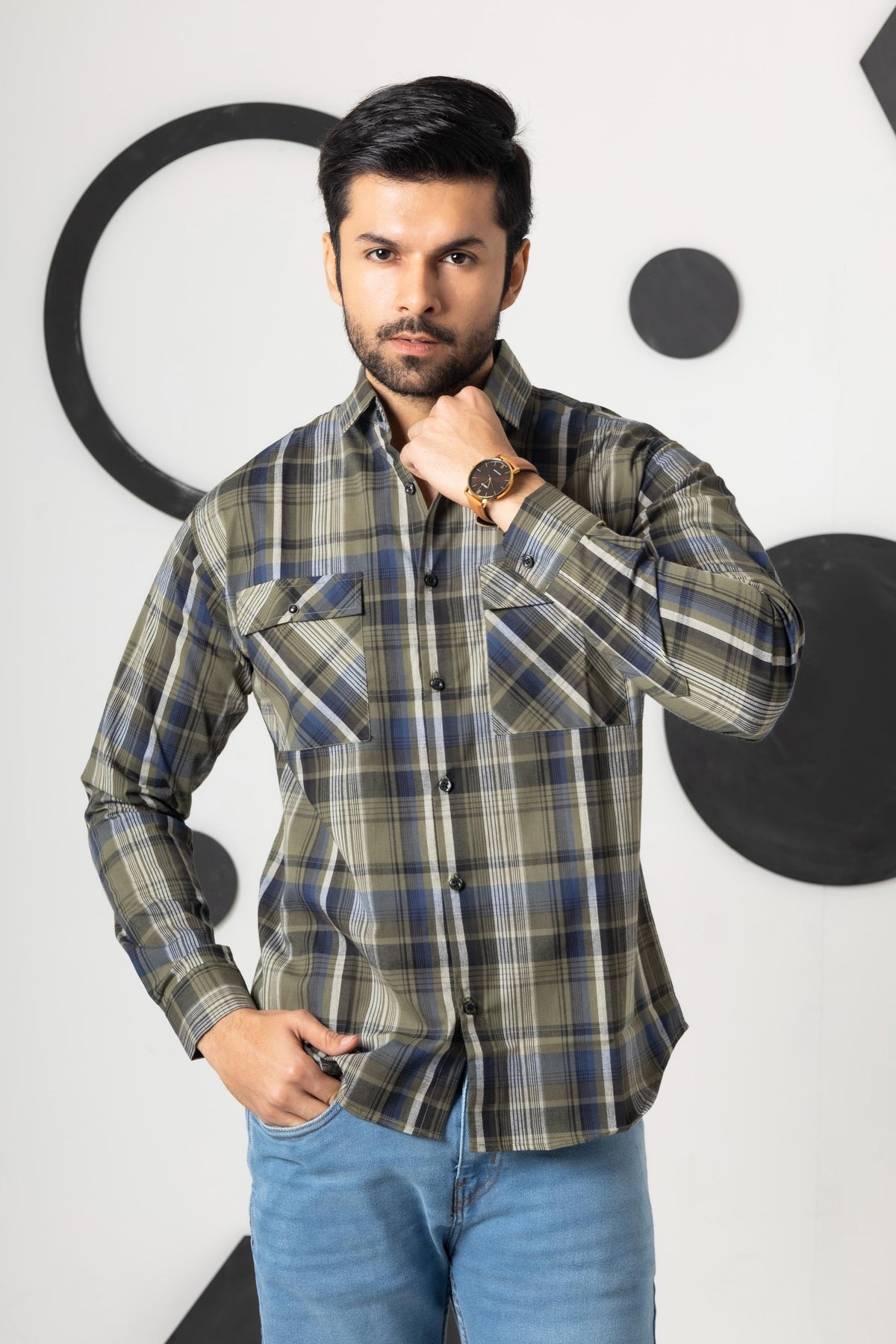 Platinum Olive Check Shirt