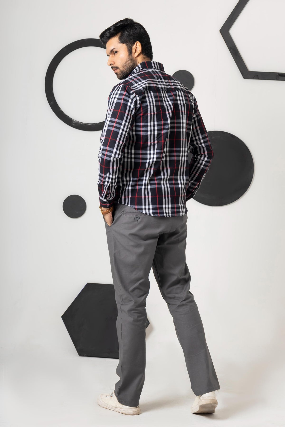 Steel Grey Cotton Pant straight Fit