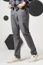 Steel Grey Cotton Pant straight Fit