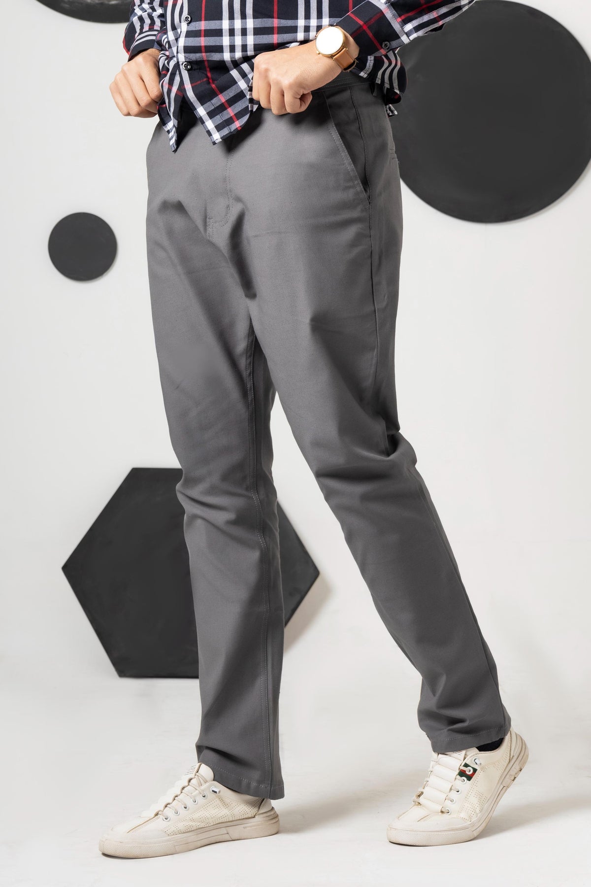 Steel Grey Cotton Pant straight Fit