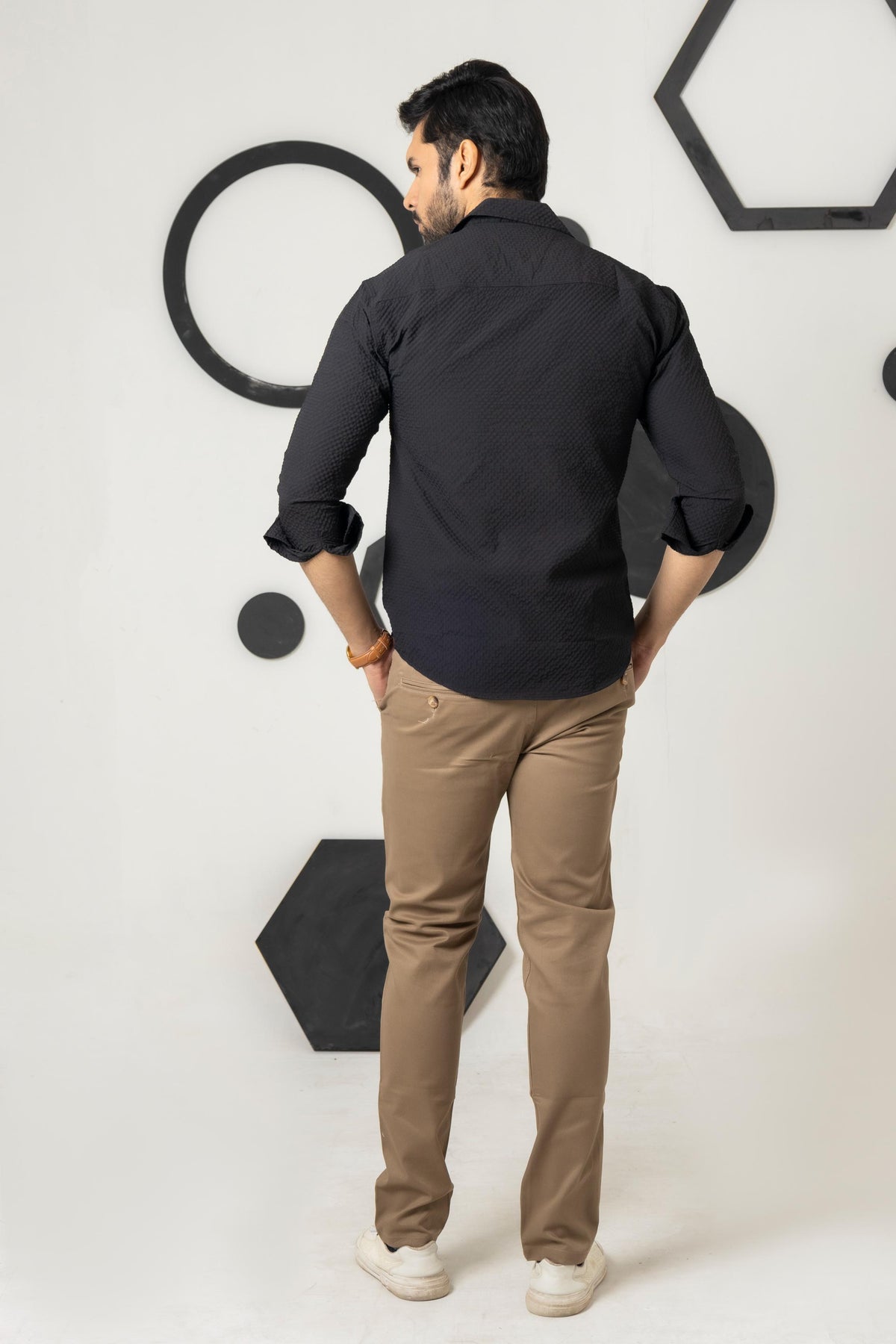 Black Zircon bubble Cusual Shirt