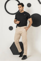 Beige Smart Fit Cotton Pant